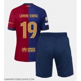 Camisa de time de futebol Barcelona Lamine Yamal #19 Replicas 1º Equipamento Infantil 2024-25 Manga Curta (+ Calças curtas)